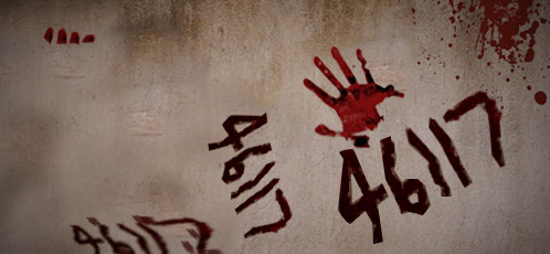 Bloody 46,117 mystery number scattered throughout scene